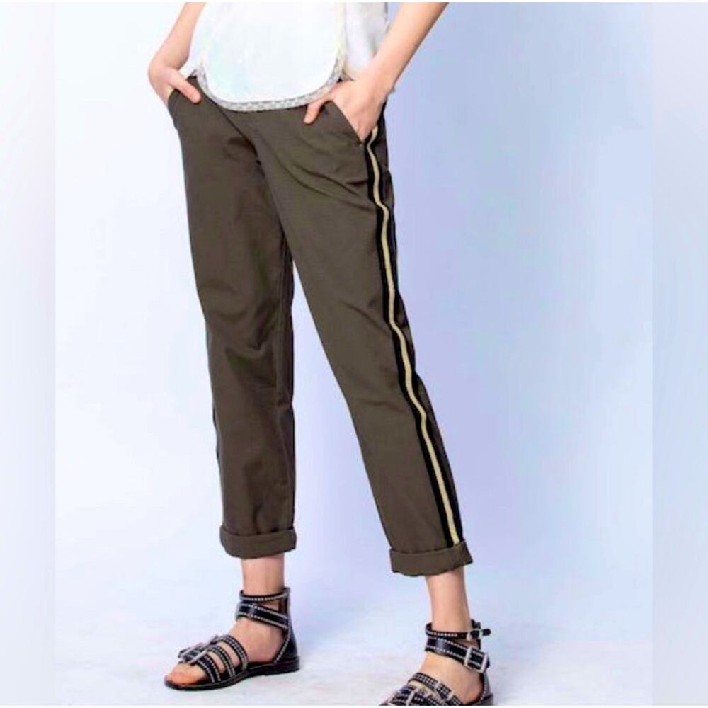 ZADIG & VOLTAIRE Pants Trousers 28 Pomelo Rip Stop Elastic Back Waist‎ Cropped
